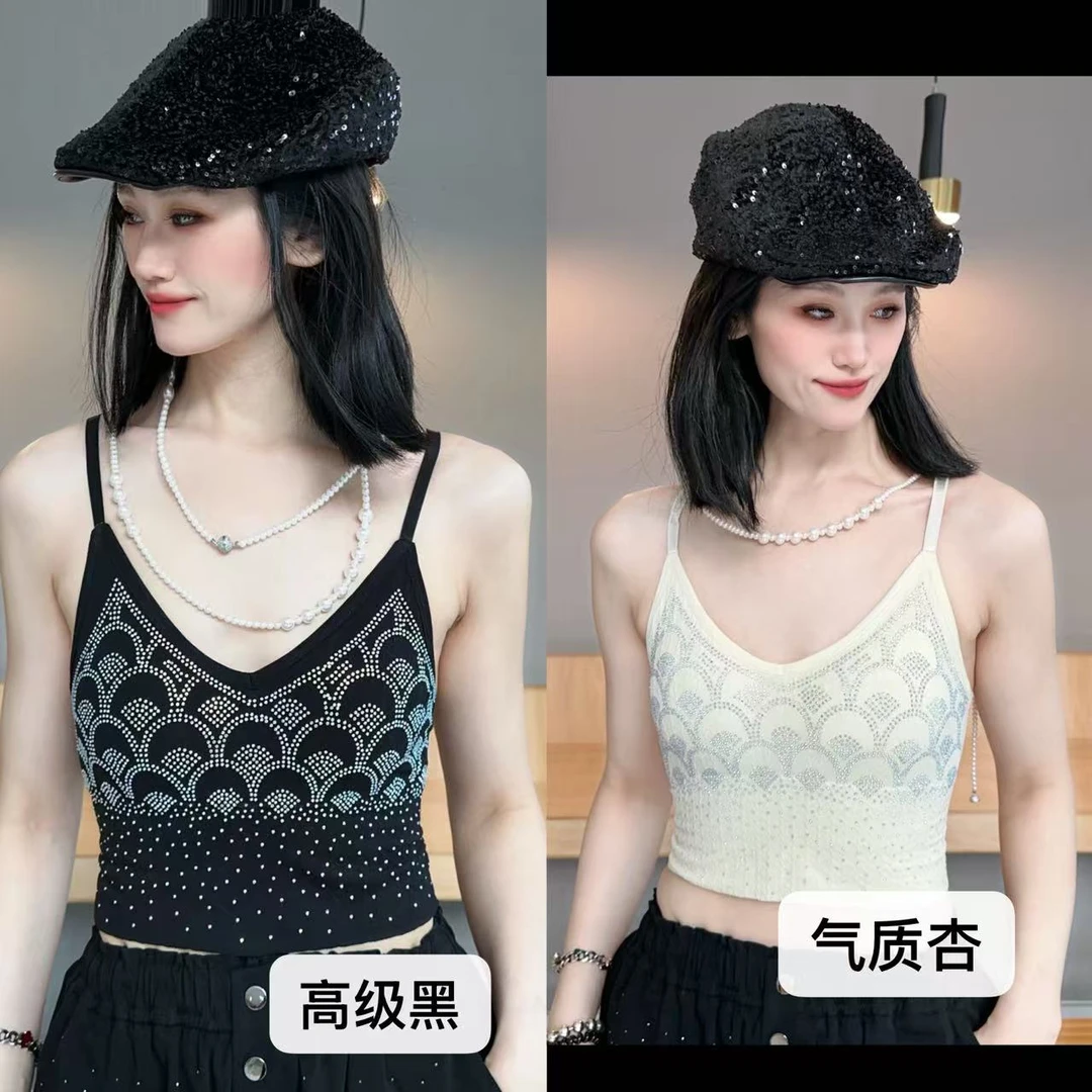 【YJ·高定】2025弹力杯垫可调节内搭修身显瘦烫钻百搭美背女 YY2283