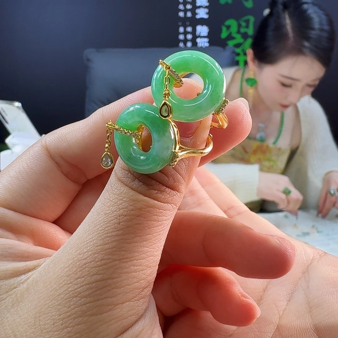 翡翠银S925镶嵌戒指多样性发货发其一发925镶嵌