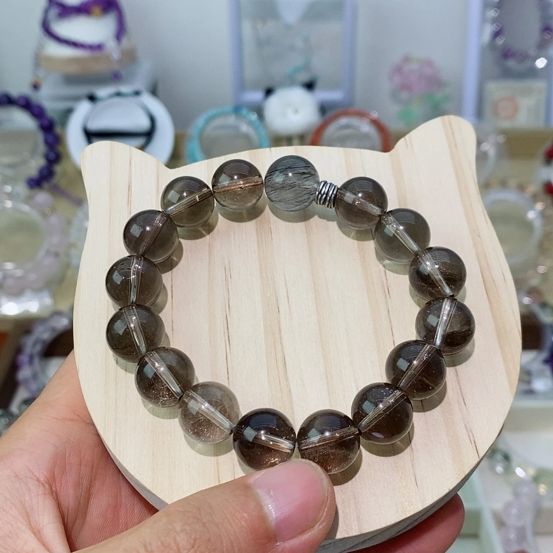 银S925镶嵌手链水晶茶晶手串