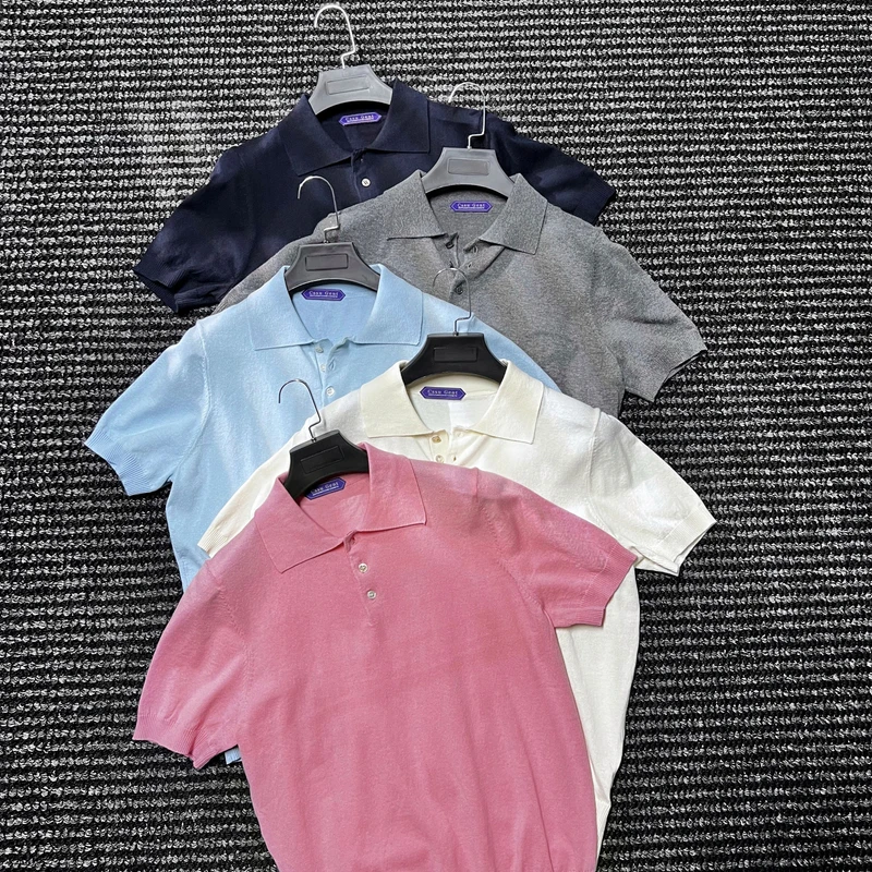 CssuGent那不勒斯皇后高定14针棉麻针织polo衫男polo衫男款