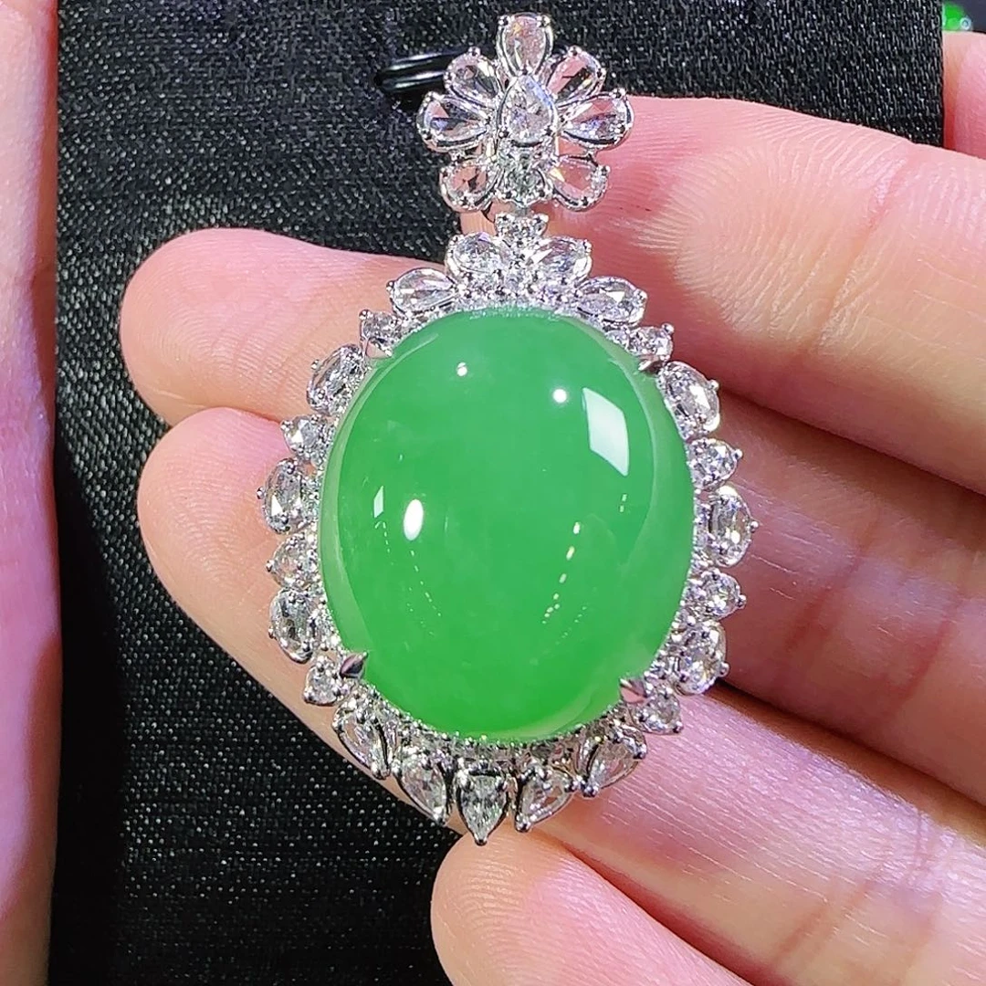 翡翠18K金镶嵌吊坠(不含链)