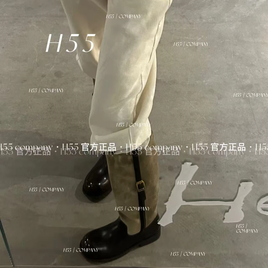 H55女鞋罗曼蒂克加绒加厚直筒长靴骑士靴防滑时尚百搭70-3081-YY