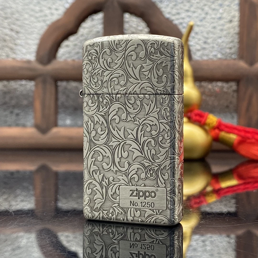 ZIPPO/之宝打火机 唐草右下标 窄机熏银双面【小飞火机】DYJ1