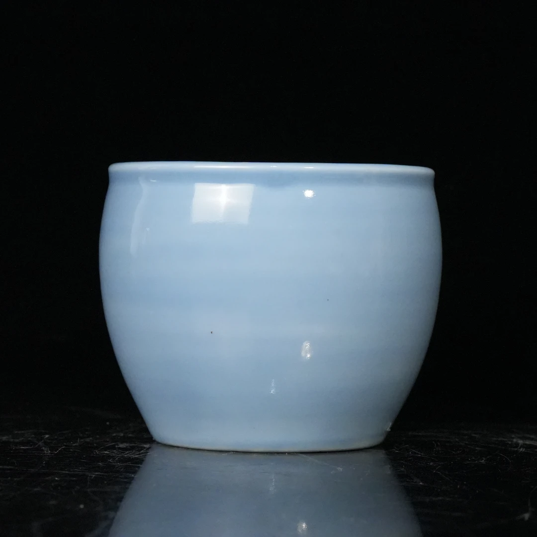 lot16256 6609 清晚期 天蓝釉案缸 D:10