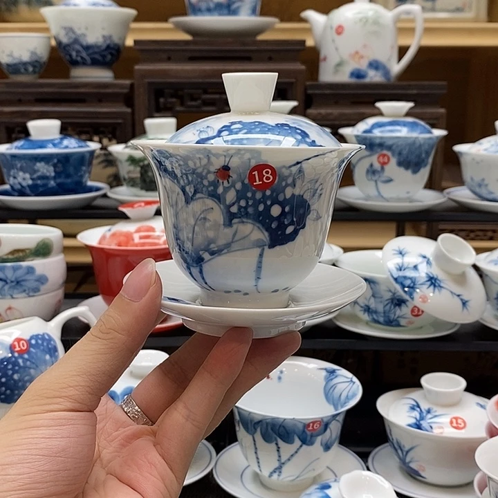 手绘残荷160cc釉下彩高温瓷微瑕福利款