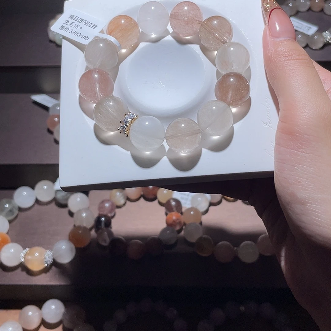 石膏制品彩色15mm手串兔毛