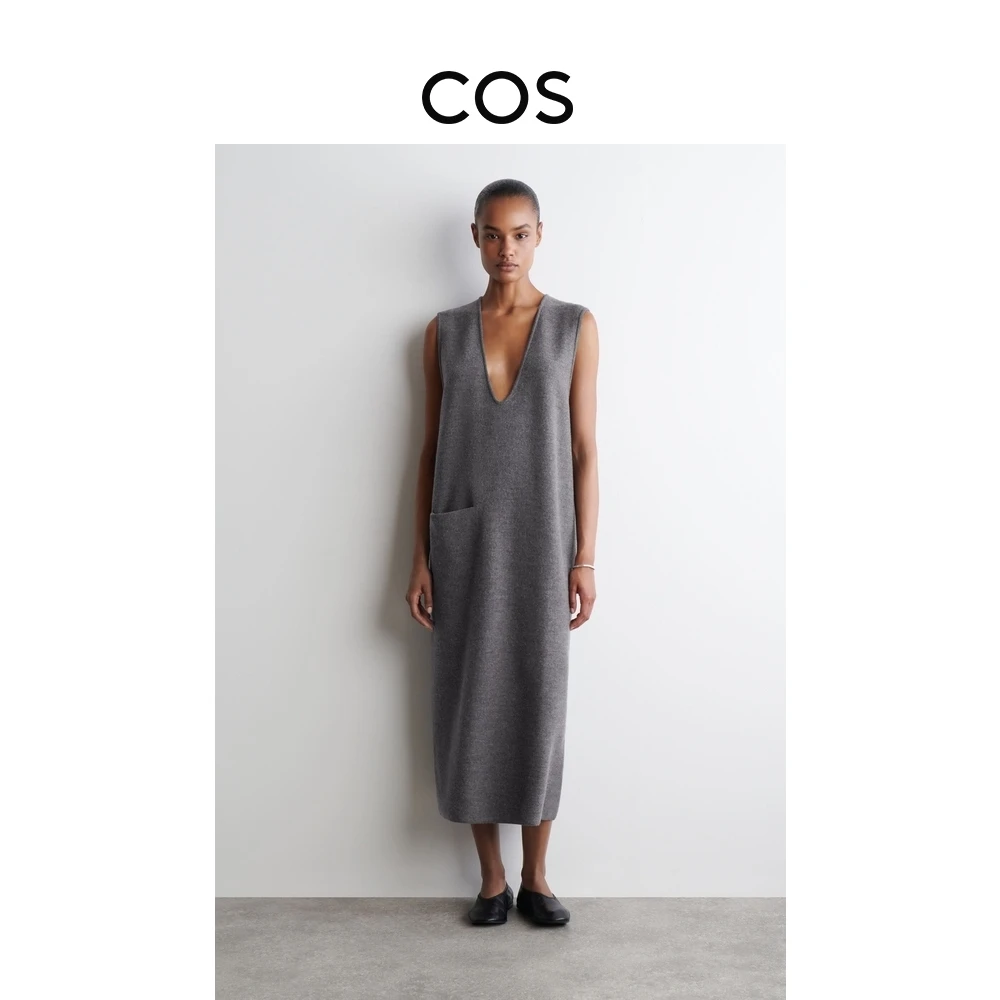 COS女装 标准版型美利奴羊毛无袖连衣裙2025秋季新品1238453003