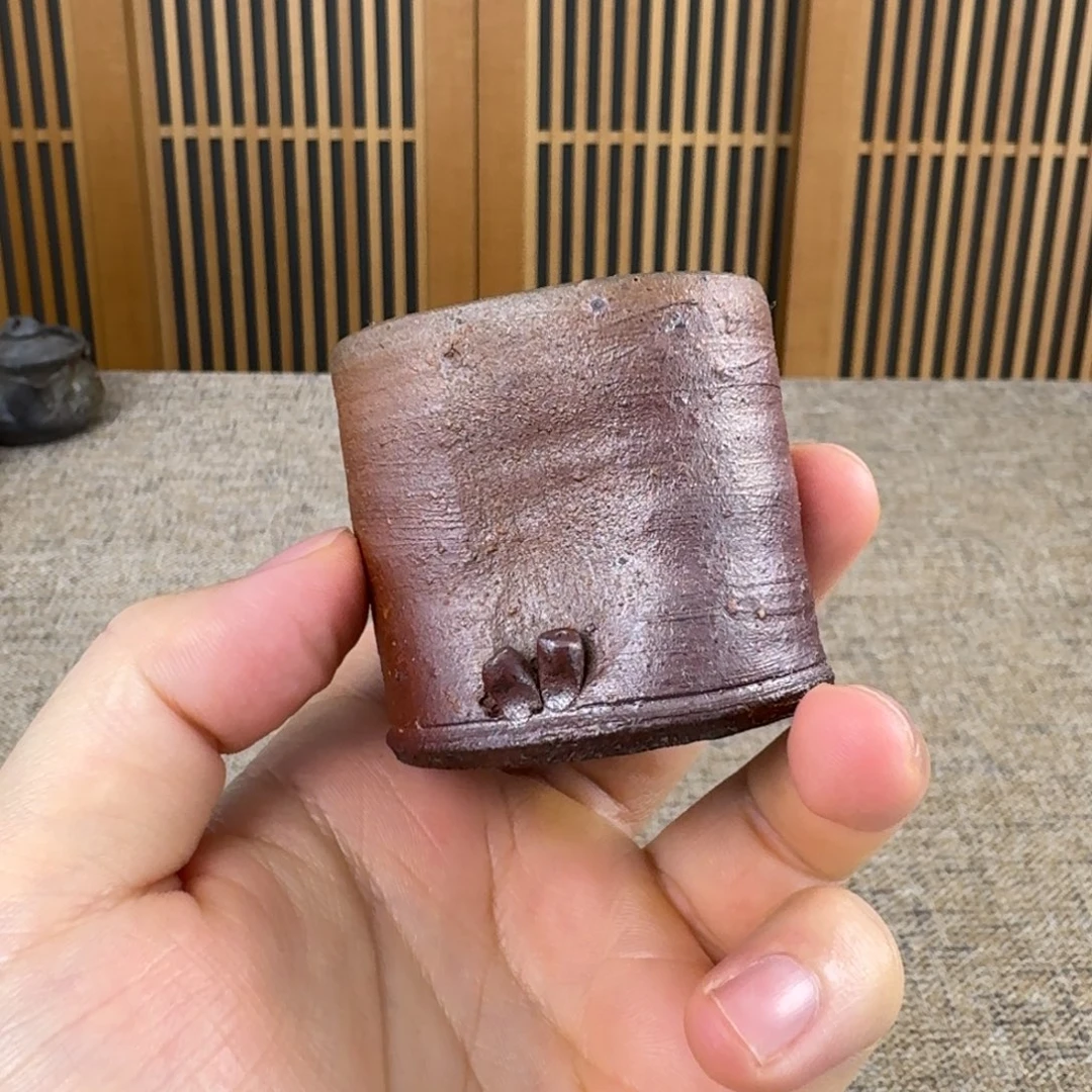 金重道明 备前烧竹节盖置