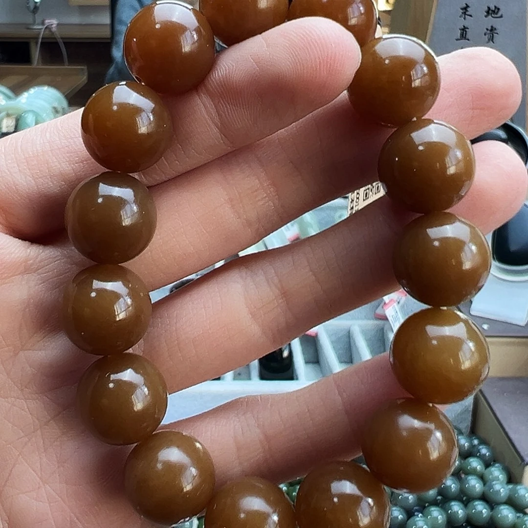 和田玉未镶嵌手串且末料金山糖手串卡14