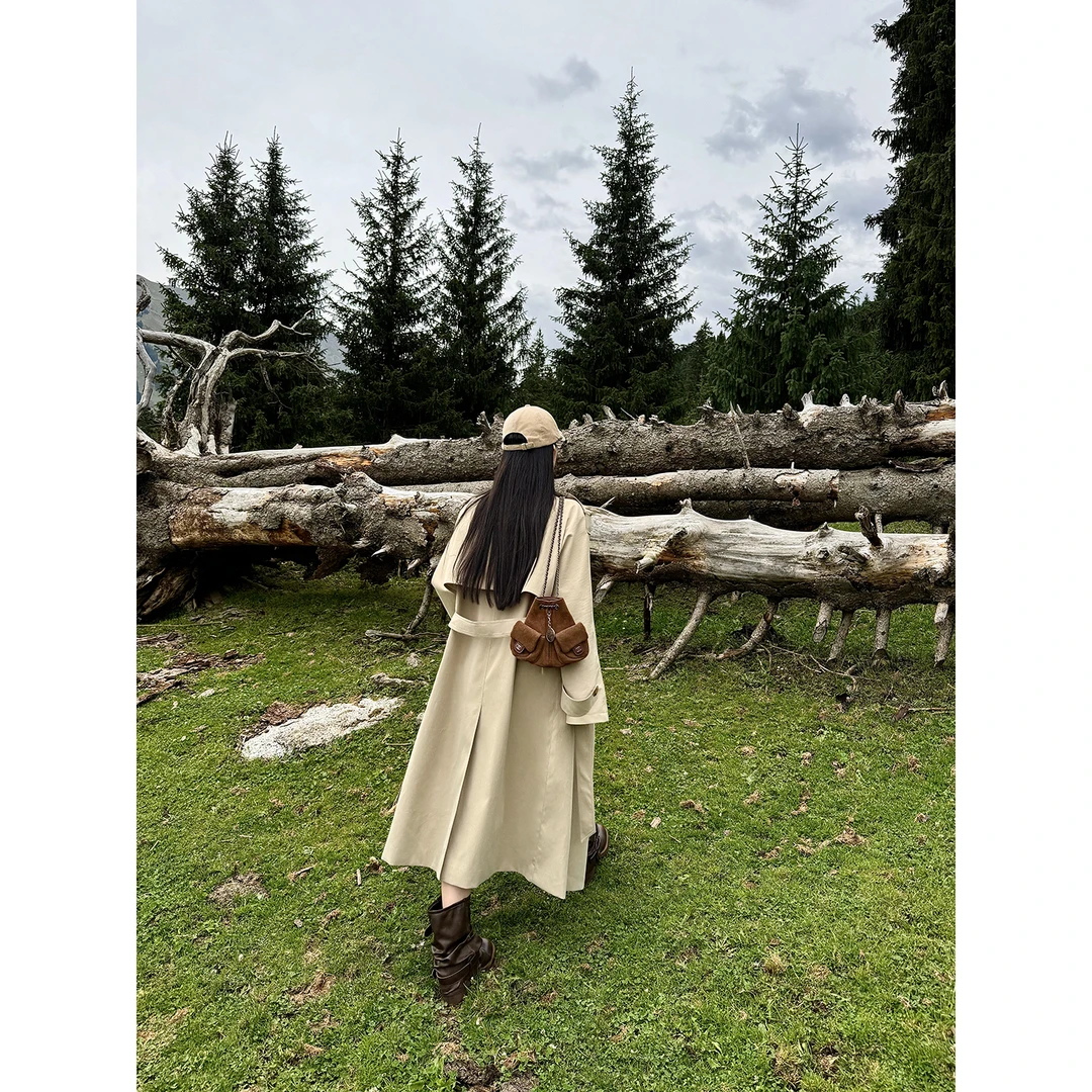 黑泽玄七秋季微胖mm2025新款正肩显瘦气质通勤多色风衣大衣外套女