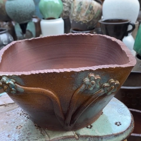 【闪购商品】紫砂花盆高12口20手工瑕疵