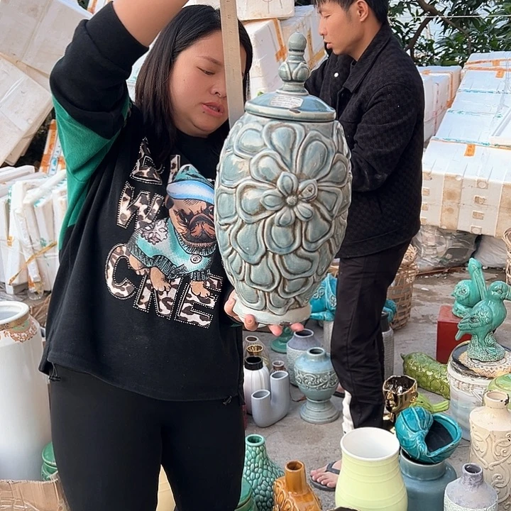 摆件高度43厘米口径11厘米微瑕捡漏