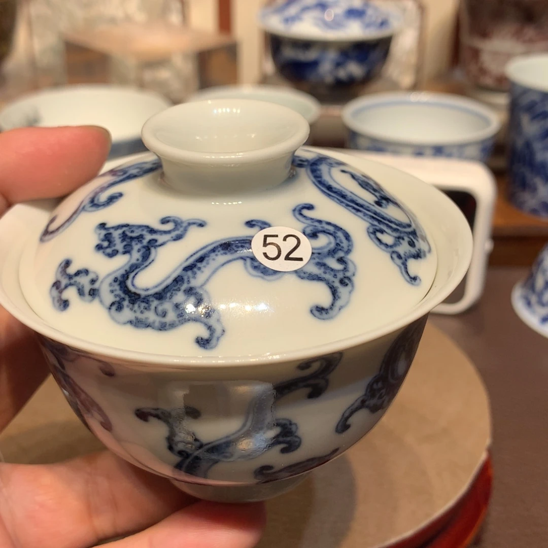 谦***哥52青花螭龙纹盖碗xwy202