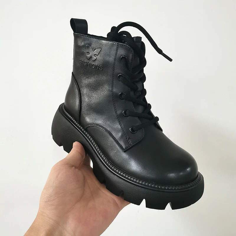 8511头层牛皮厚底马丁靴时尚休闲真皮女鞋短靴