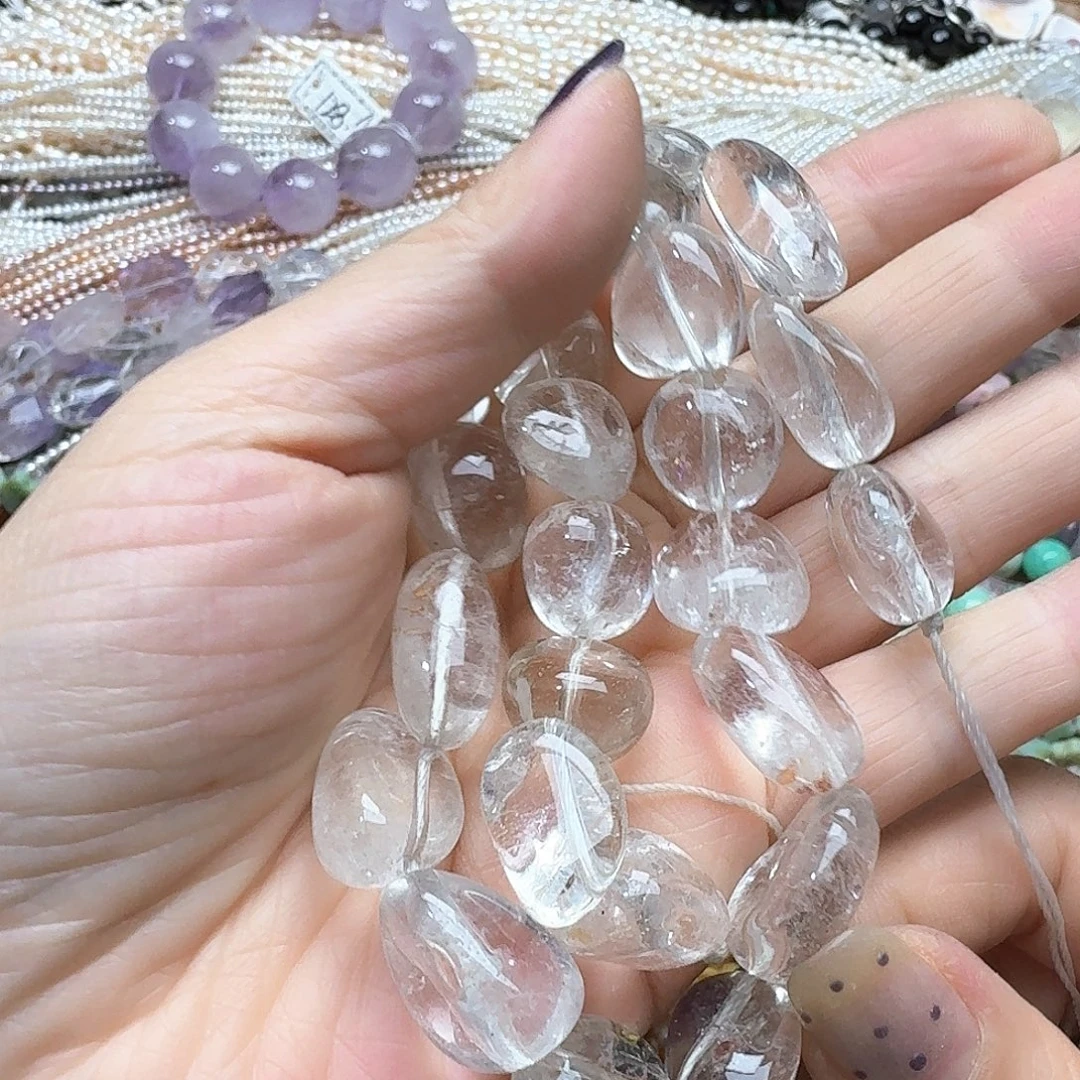 玛瑙/玉髓未镶嵌珠宝半成品一条13m白水晶随行