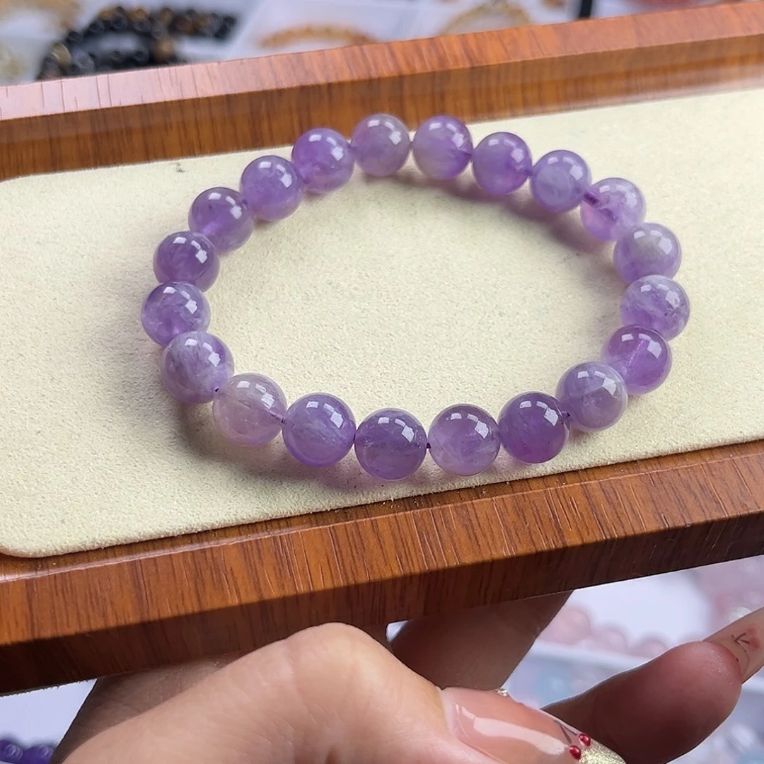 水晶手串未镶嵌10mm 紫兔毛