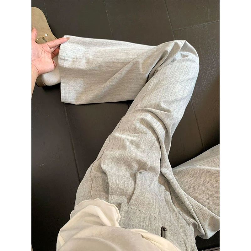 灰色亚麻西裤男女夏季潮牌垂感高级感阔腿裤子薄款透气小众休闲裤