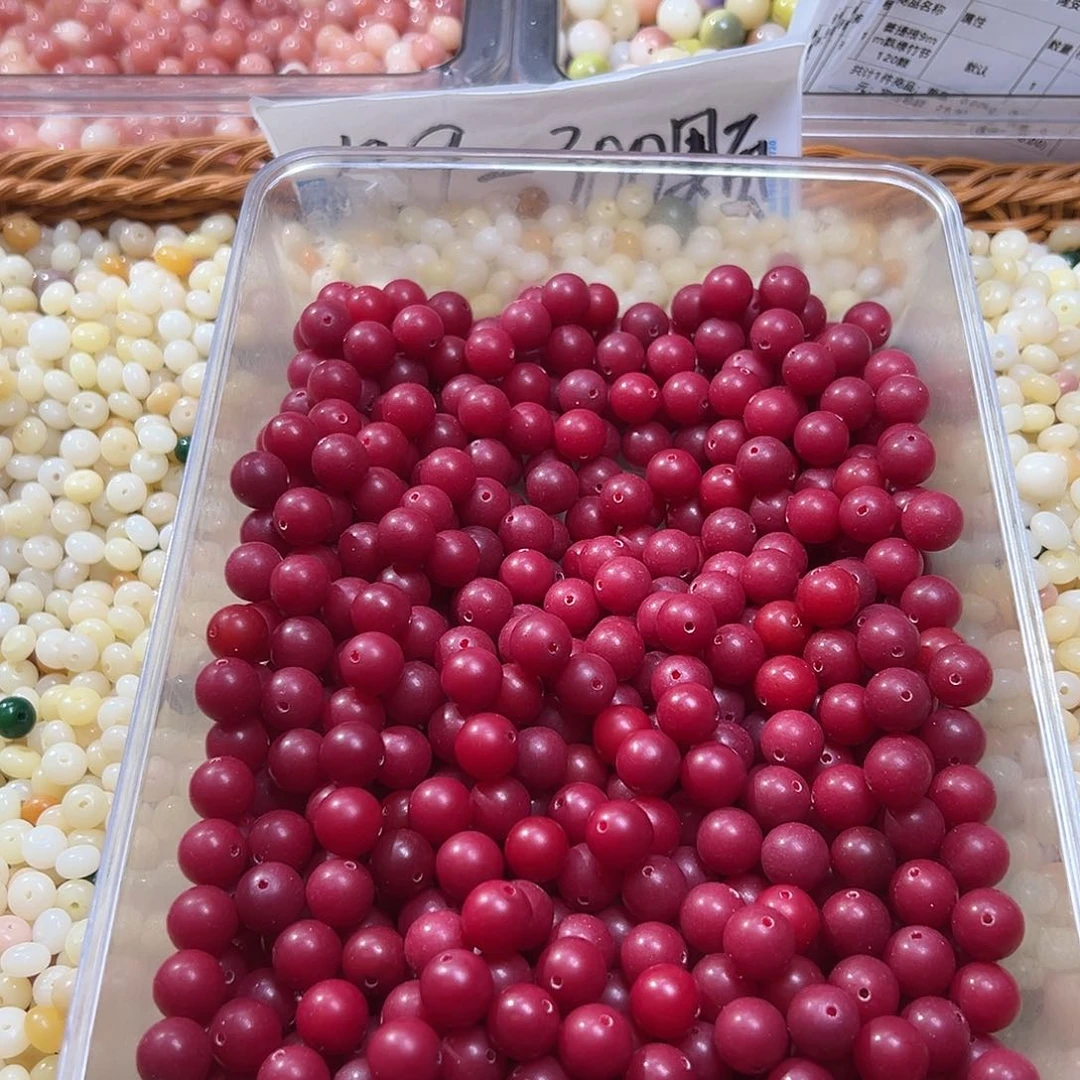 白玉菩提吊坠卡12正红圆珠120颗