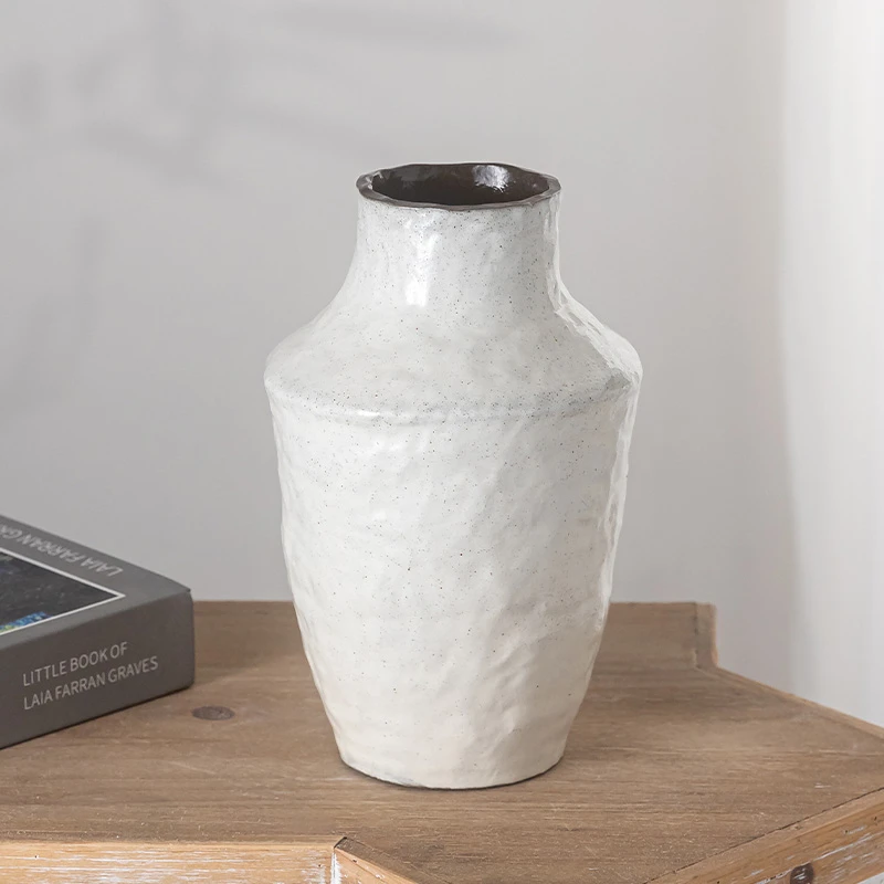 景德镇白色新中式陶罐现代简约家居装饰品插干花陶瓷花瓶客厅摆件