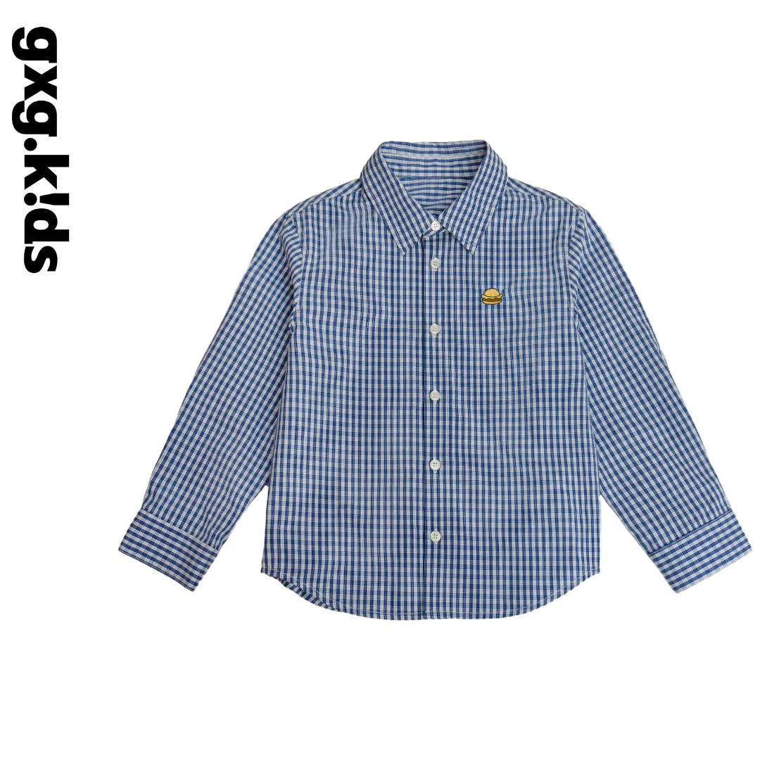 gxgkids儿童休闲时尚经典格纹长袖男女童衬衫宽松25秋季QYCSH002