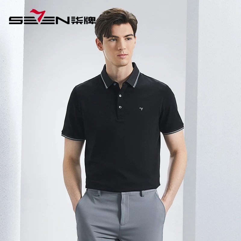 【含桑蚕丝】柒牌男装2025夏季新品潮流冰感翻领商务弹力短袖Polo衫