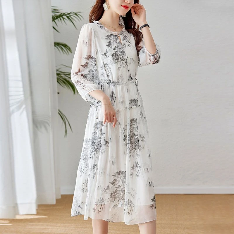 【清货+运费险】水墨画连衣裙复古气质新中式国风时尚裙子Q3300