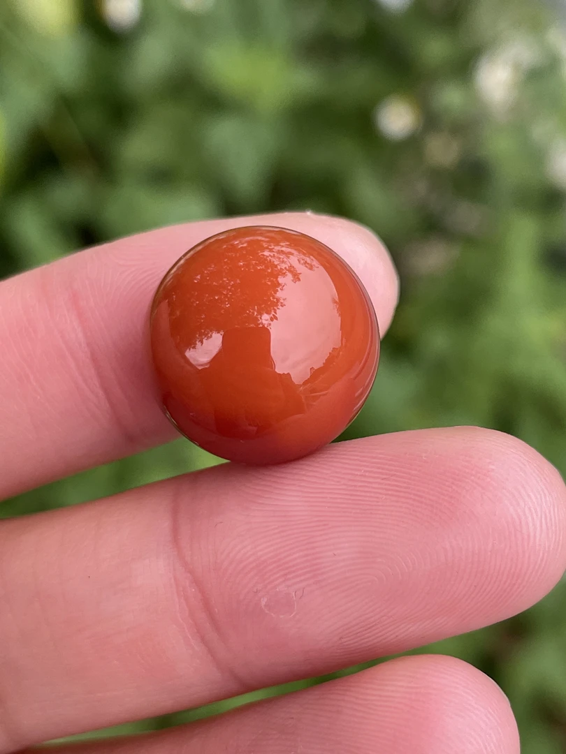 精品南红16mm配饰圆珠单珠颜色红润满肉柿子牛血红