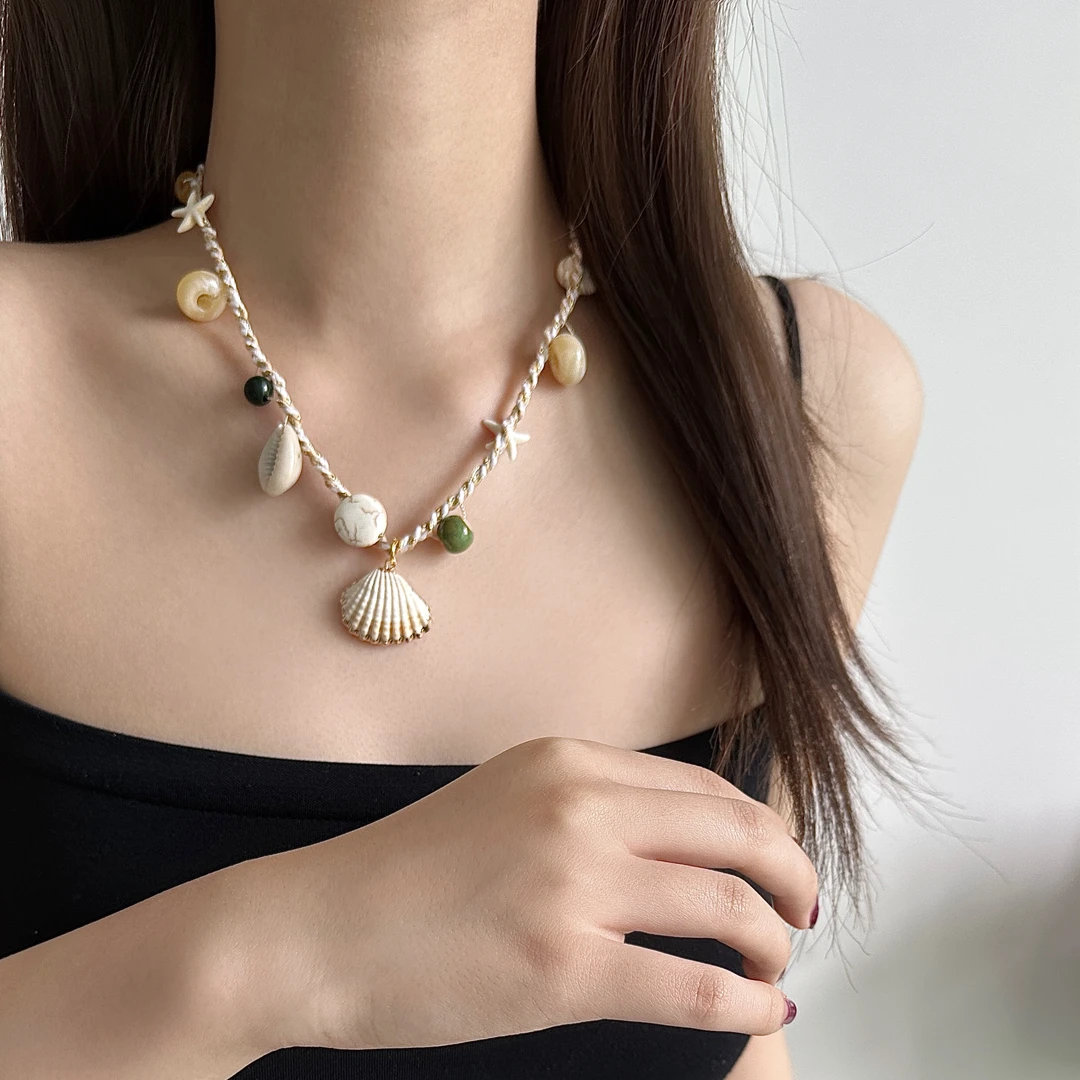 非金属亚克力项链 X5855-1可爱时尚甜美气质百搭小众少女贝壳项链