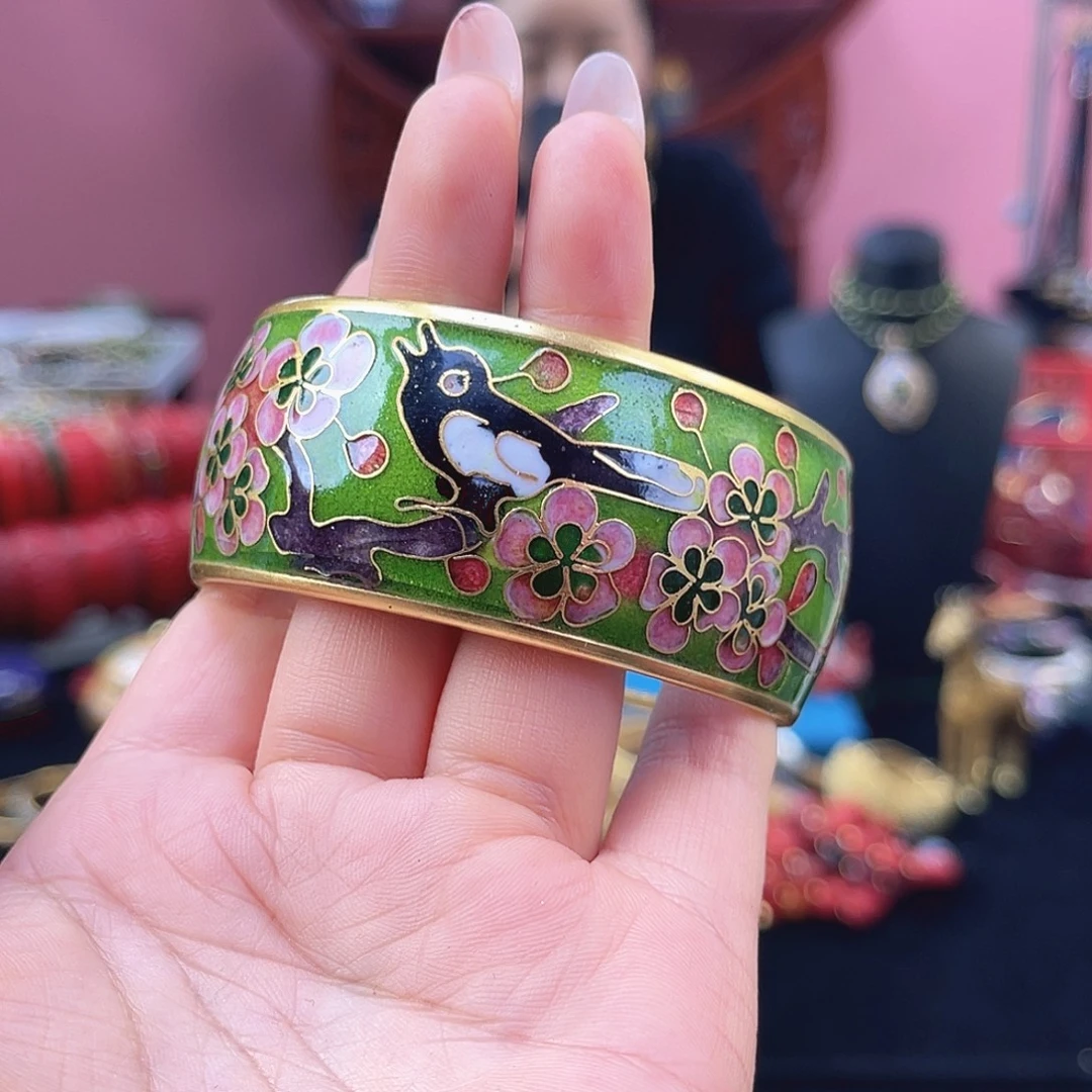 非遗技艺 景泰蓝手镯绿色