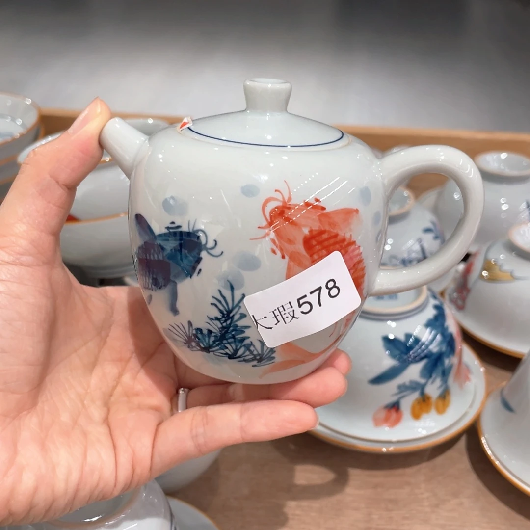 釉下彩纯手绘有瑕