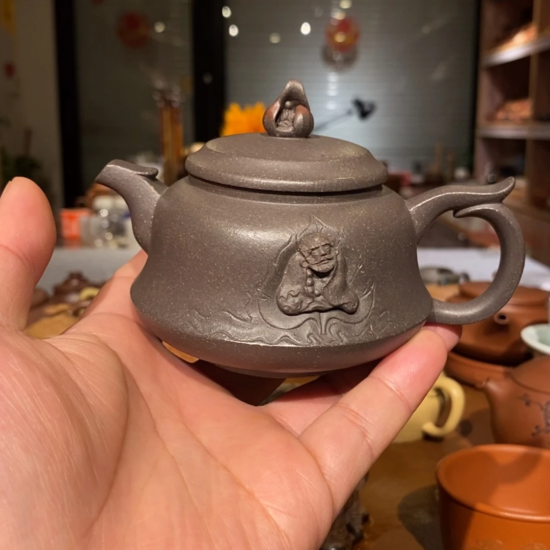 紫砂茶壶原矿天青达摩180cc