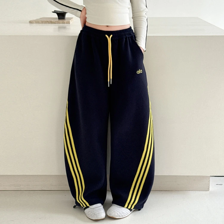 女童美式拉条卫裤秋装女大童儿童韩系弯刀阔腿裤春秋爵士舞运动裤