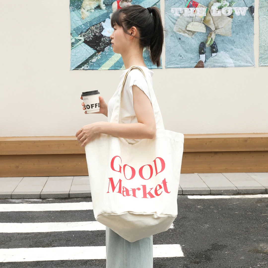 日系文艺字母帆布包女百搭通勤单肩腋下包慵懒风大容量托特水桶包