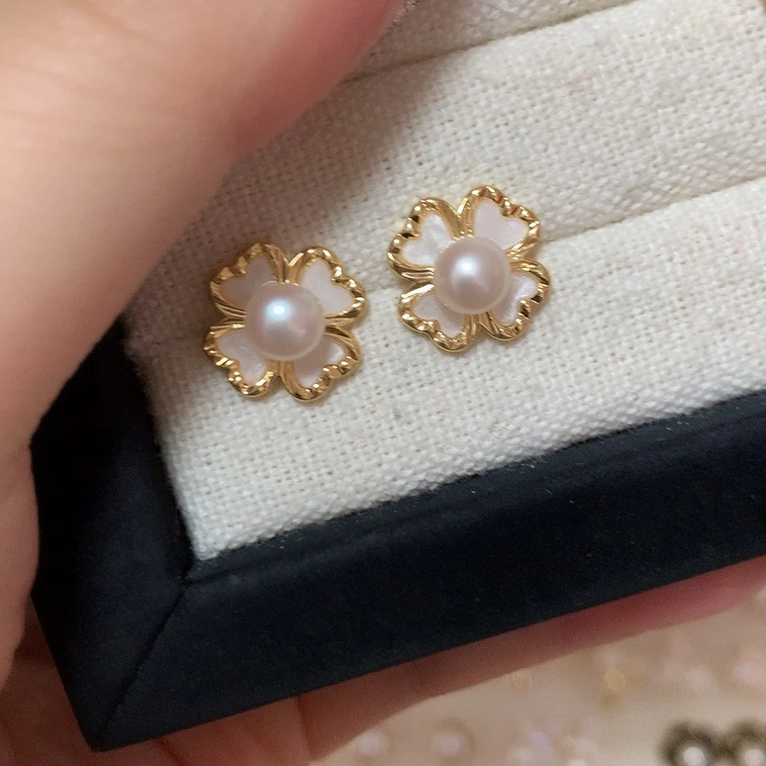 淡水珍珠耳饰合金