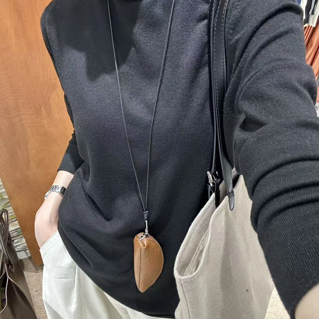 拼接长袖冬季宽松型立领毛针织衫半高领百搭女装毛衣