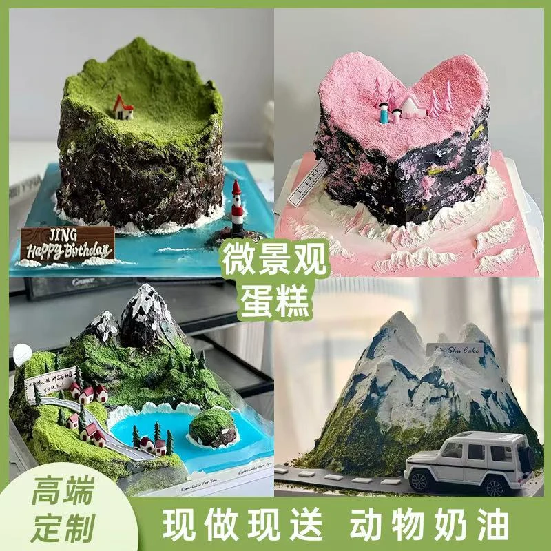 新款微景观蛋糕高端男士创意定制生日蛋糕同城免费配送全国店团购