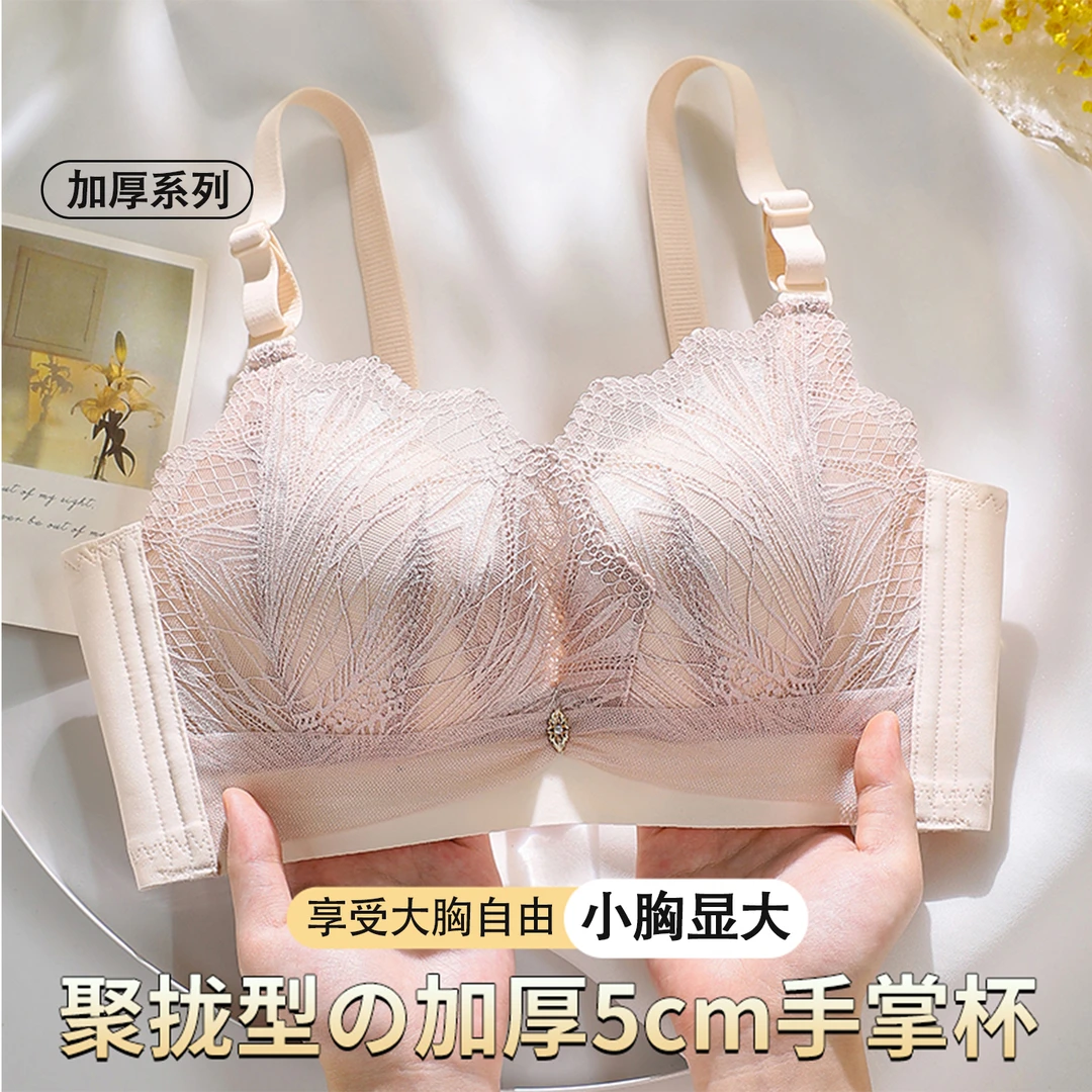都市丽人内衣女小胸聚拢显大加厚无钢圈收副乳防下垂蕾丝文胸套装