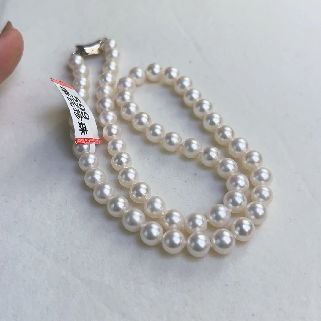 淡水珍珠银S925镶嵌颈饰7-8