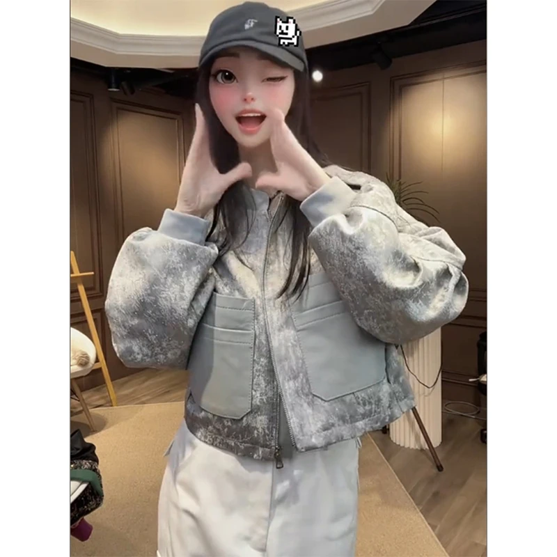 2026春秋新款休闲口袋立领薄款棒球服女美式超火潮流街头百搭夹克