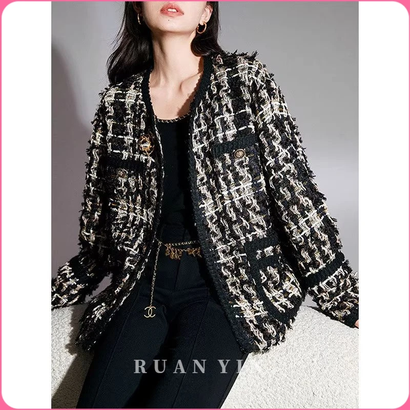 RUAN YIN小香风外套女2025新款秋冬高级感气质名媛时尚洋气粗花呢
