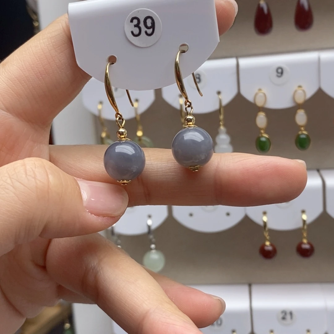 银S925镶嵌和田玉耳饰