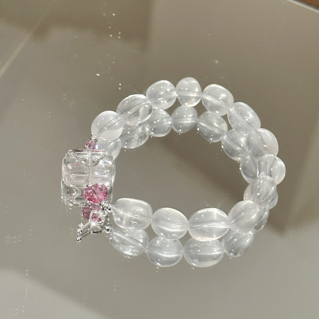 SG1783-［告白心事］粉水晶白水晶施华洛手串少女s925均有瑕多样发