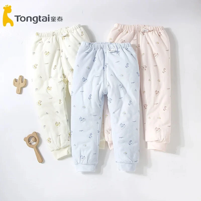 Tongtai/童泰25年新款男女宝宝秋冬加棉100克纯棉裤子家居棉裤