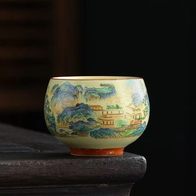 TJ063-世外桃源铜钱高档复古家用大号主人杯K102