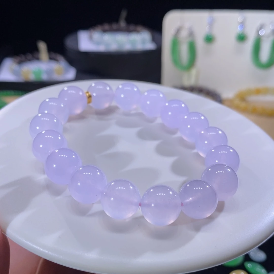 翡翠未镶嵌手串冰粉紫手串卡11+