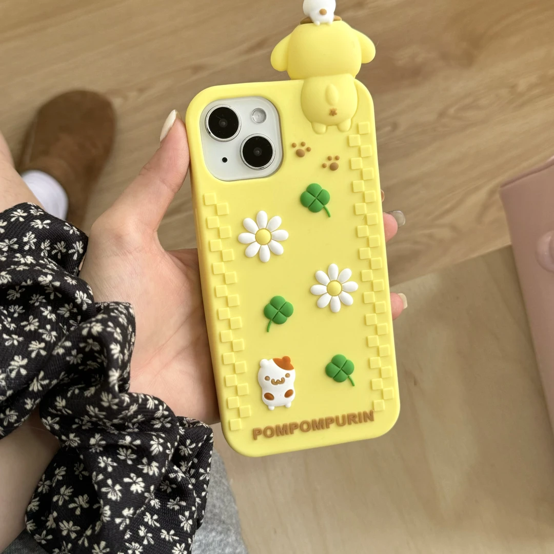 卡通可爱硅胶趴趴布丁狗手机壳适用iPhone16proMax苹果15/14/13