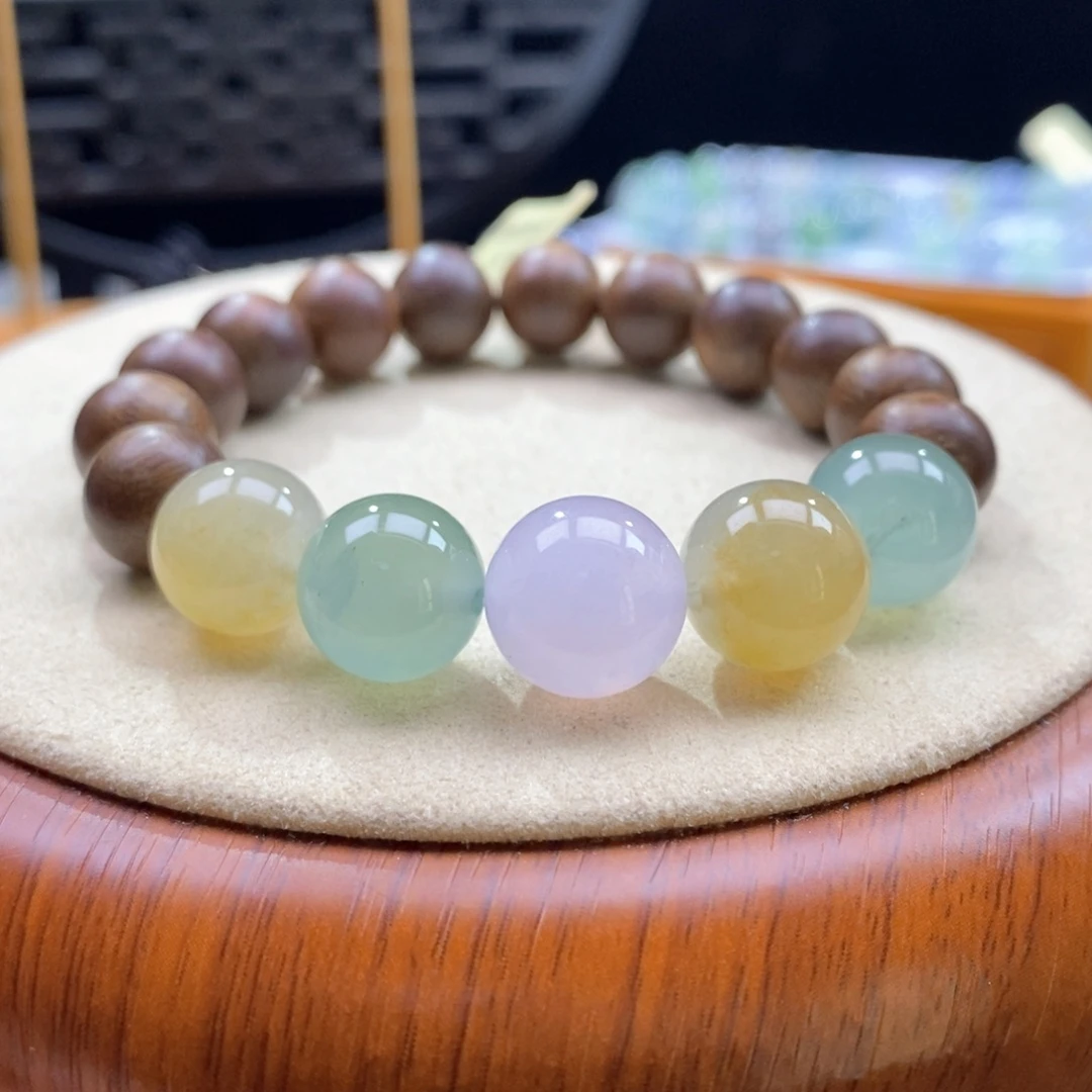 翡翠未镶嵌颈饰翡翠特色圆珠手串