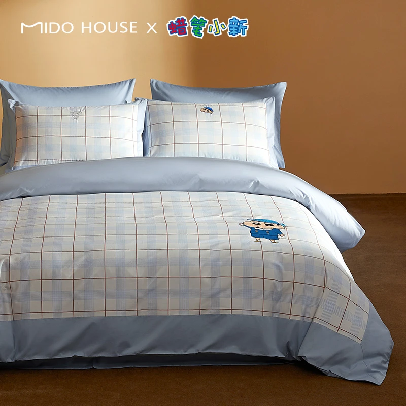 MIDOHOUSE「小新入园记」纯全棉蜡笔小新联名床单床笠被套四件套