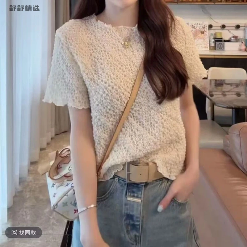 夏季短款泡泡袖设计感百搭显瘦气质洋气法式T恤女装