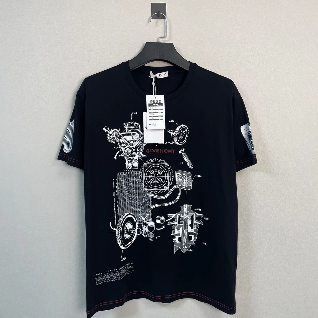 未使用 Givenchy/纪梵希 机械印花字母短袖/XL码/原吊牌/价6190